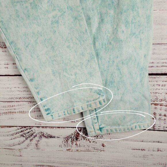 Mokuyobi Denim Jeans Women 26 Mint Green Acid Wash High Rise Tapered Pants Retro - Picture 9 of 12